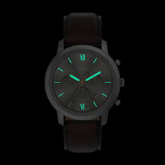 Fossil NEUTRA Herrenuhr Chronograph Silber Grau Braun Leder 44 mm - FS6129