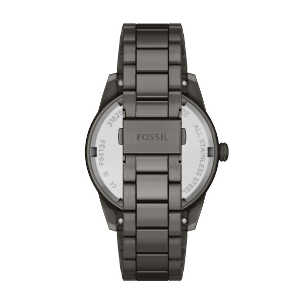Fossil Pearson 42 mm Multifunktion Herrenuhr in Gunmetal Schwarz aus Edelstahl - FS6136