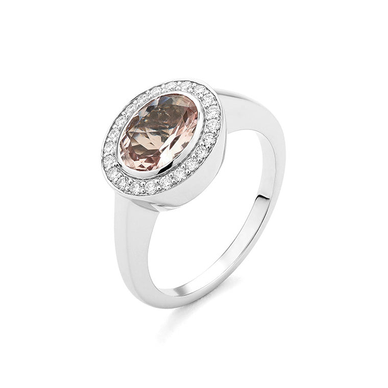 Facet Classics Colors Morganite Ring in 750/18 Karat Weissgold