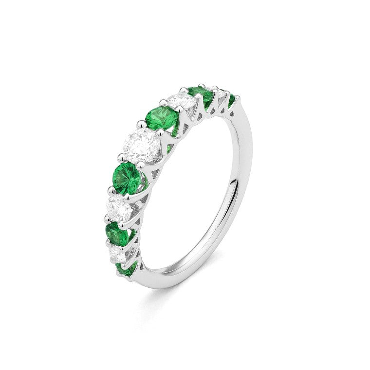 Facet Classics Colors Smaragd mit Brillanten Ring in 750/18 Karat Weissgold