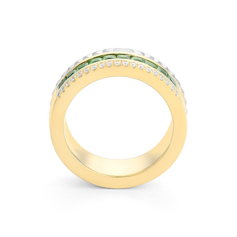 Facet Cnc Ring halbgefasster Memoirering in 18 Karat-750 Bicolor