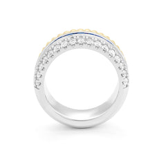 Facet Cnc Ring halbgefasster Memoirering in 18 Karat-750 Bicolor