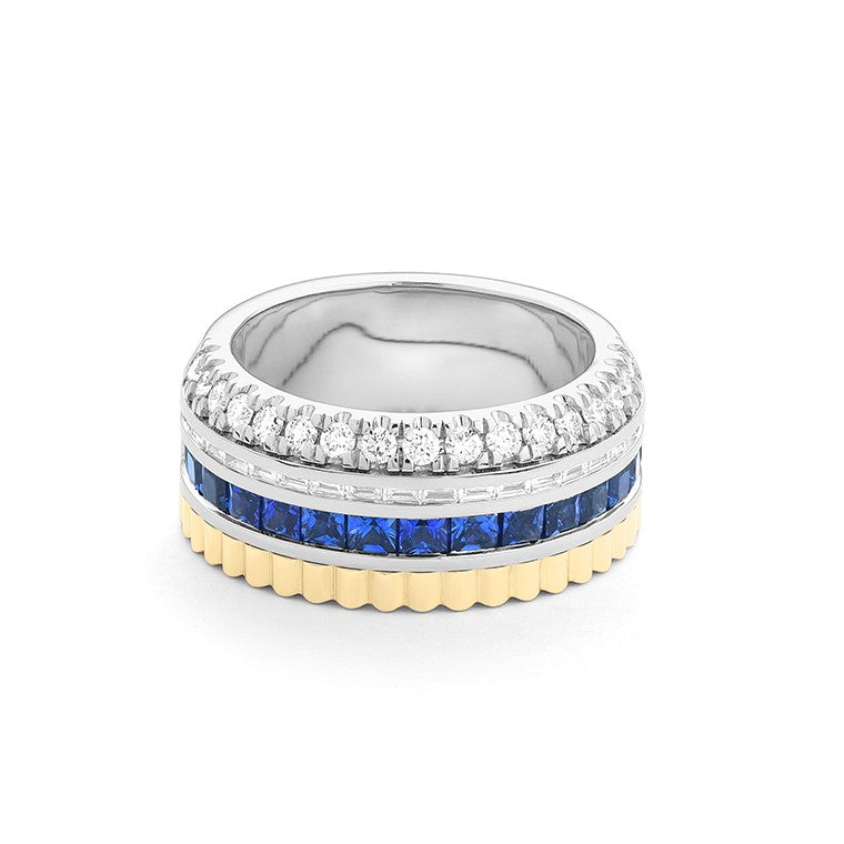 Facet Cnc Ring halbgefasster Memoirering in 18 Karat-750 Bicolor