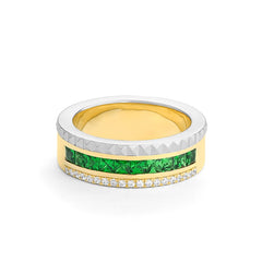 Facet Cnc Ring halbgefasster Memoirering in 18 Karat-750 Bicolor