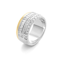 Facet Cnc Ring halbgefasster Memoirering in 18 Karat-750 Bicolor