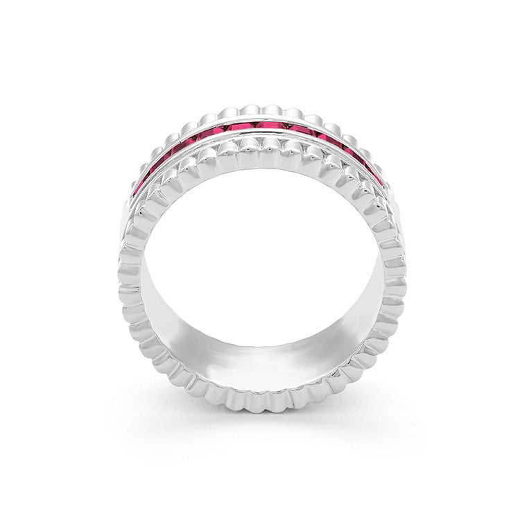 Facet Cnc Ring Halbgefasster Memoirering mit Rubin und Diamant