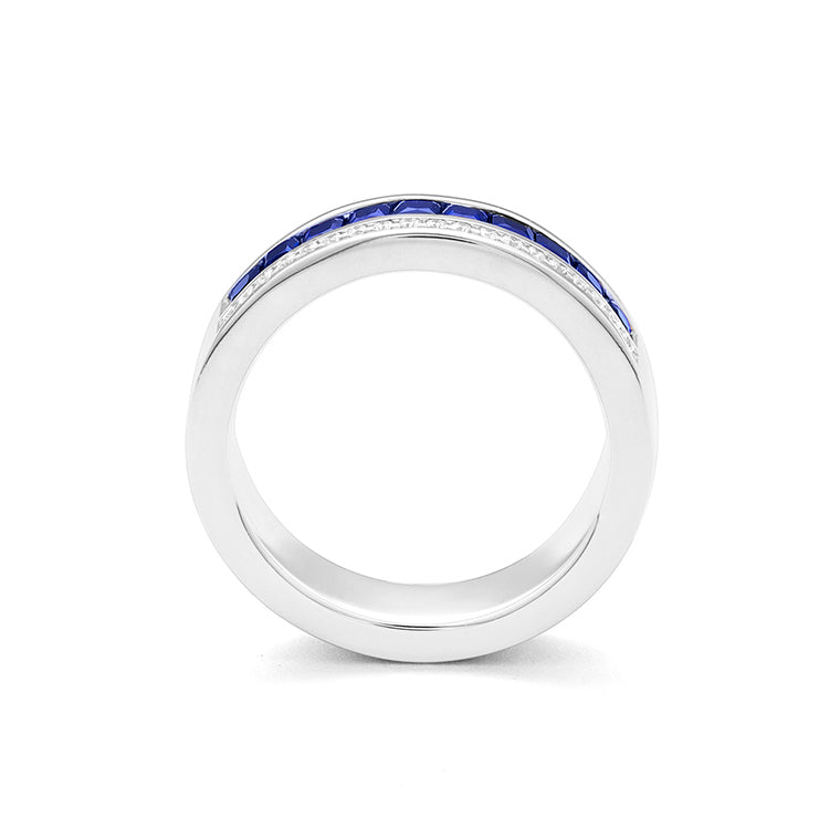 Facet Cnc Ring halbgefasster Memoirering in 750/18 Karat Weissgold