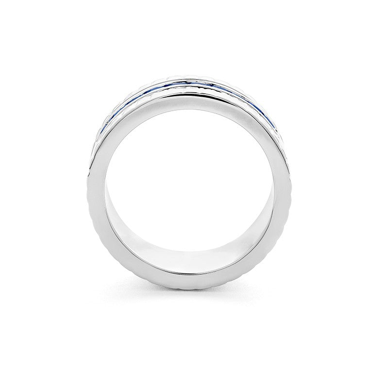 Facet Cnc Ring Halbgefasster 18 K Weissgold Saphir Memoire Ring