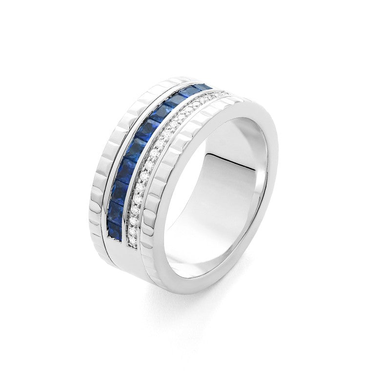 Facet Cnc Ring Halbgefasster 18 K Weissgold Saphir Memoire Ring
