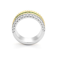 Facet Cnc Ring halbgefasster Memoirering mit Tsavorite in 18 Karat-750 Bicolor