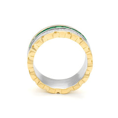 Facet Cnc Ring halbgefasster Memoirering mit Tsavorite in 18 Karat-750 Bicolor