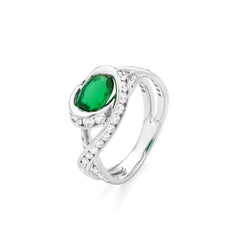 Facet Colors Emerald Ring in 750/18 Karat Weissgold