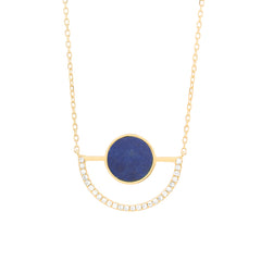 Facet Hard Stone Lapislazuli Halskette in 18 Karat Gelbgold