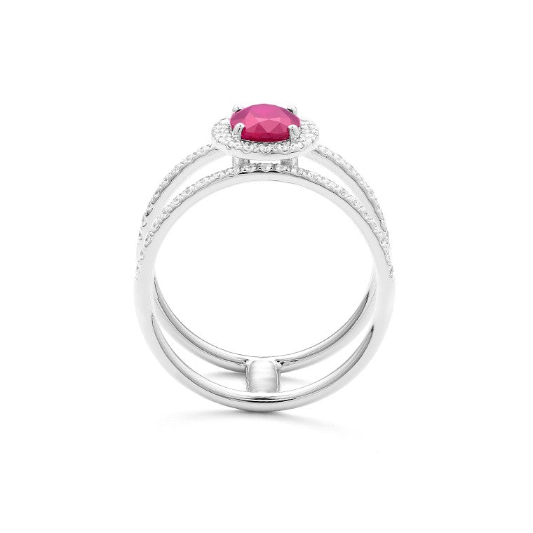 Facet Traceability Rubies Ring in 750/18 Karat Weissgold