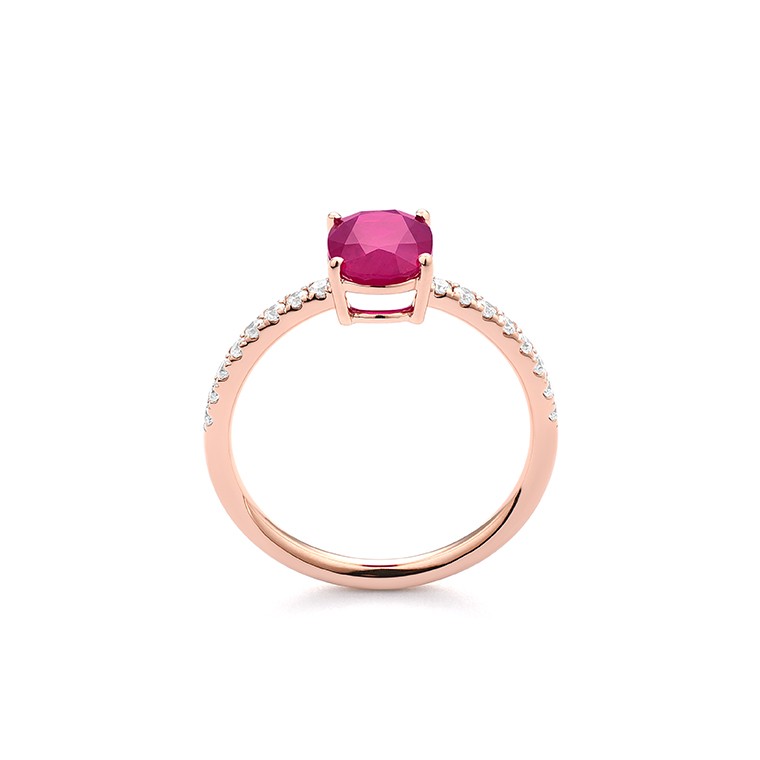 Facet Traceability Rubin Ring in 750/18 Karat Roségold