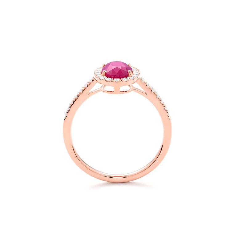 Facet Traceability Rubin Ring in 750/18 Karat Roségold