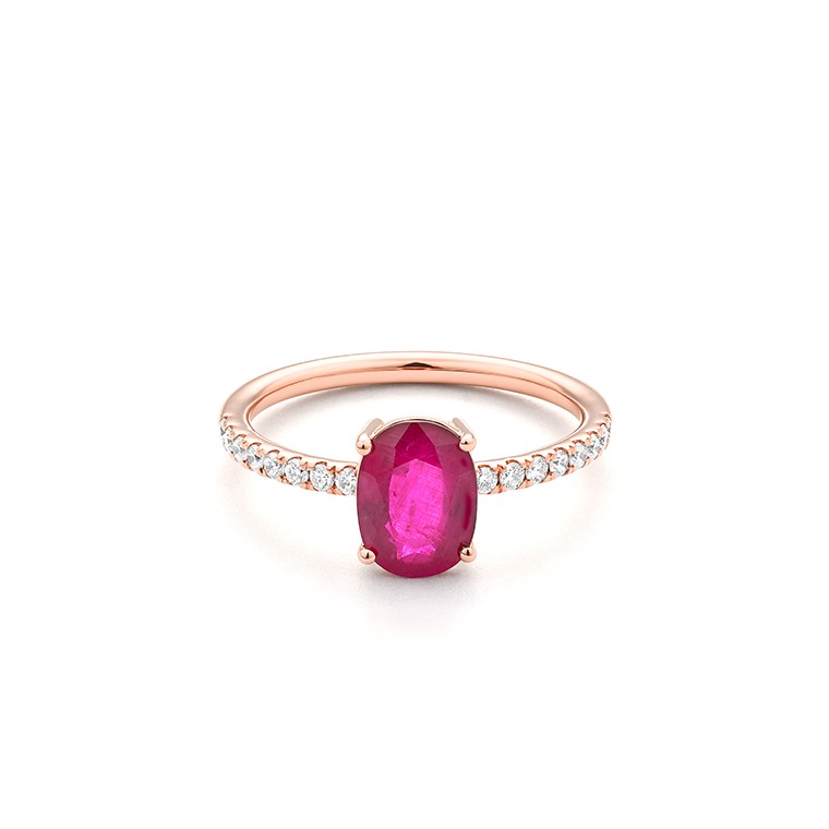 Facet Traceability Rubin Ring in 750/18 Karat Roségold