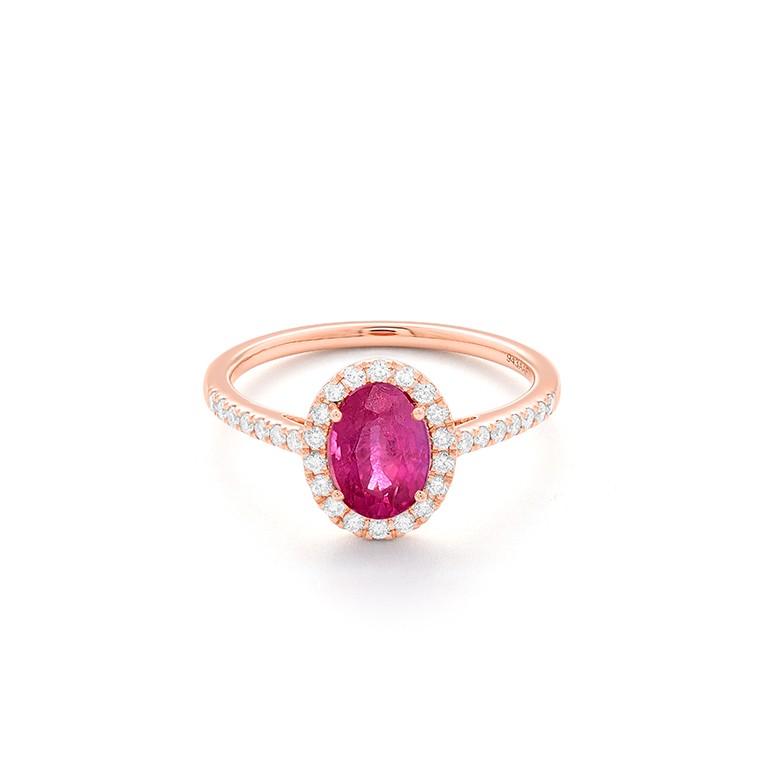 Facet Traceability Rubin Ring in 750/18 Karat Roségold