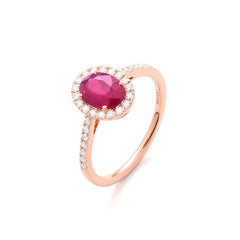 Facet Traceability Rubin Ring in 750/18 Karat Roségold