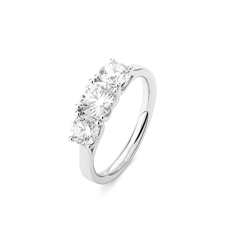 Facet Classic Solitär Ring mit 3 Brillanten in 750/18 Karat Weissgold