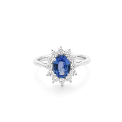 Facet Colors Saphir Ring in 750/18 Karat Weissgold mit Diamant