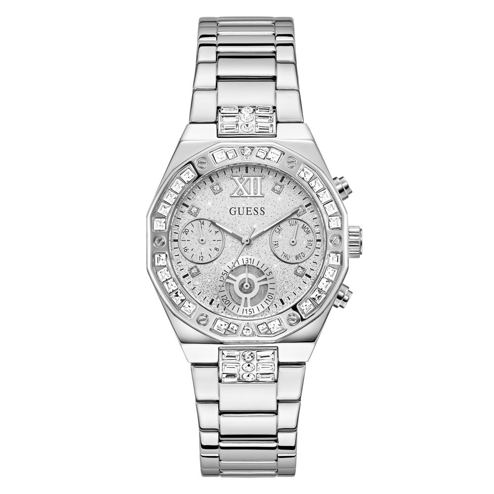 GUESS Damenuhr SELINA mit Glitzer-Zifferblatt