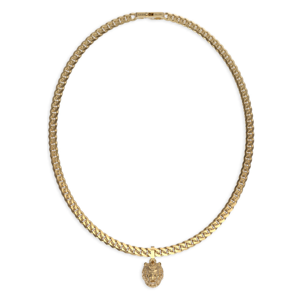 GUESS Herren Halskette LION KING aus Stahl