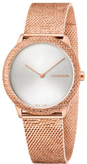Calvin Klein Minimal 35mm Damenuhr in Silber, Roségold aus Edelstahl - K3M22U26
