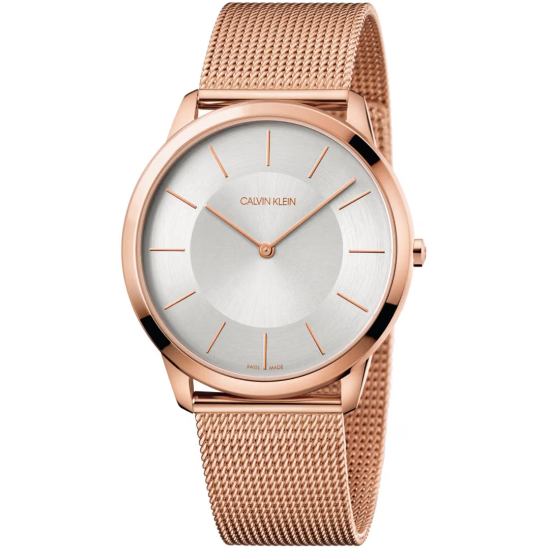 Calvin Klein Minimal Gent Damen- & Herrenuhr in Roségold Silber - K3M2T626
