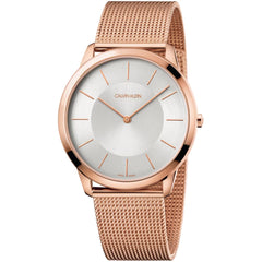 Calvin Klein Minimal Gent Damen- & Herrenuhr in Roségold Silber - K3M2T626