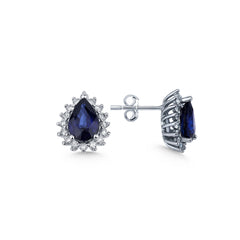 Weissgold-Ohrringe mit Diamanten und Saphir - KP0000495