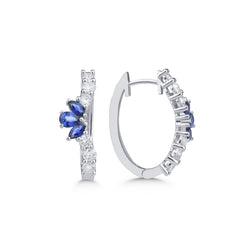 Weissgold-Ohrringe mit Diamanten und Saphir - KP0000671