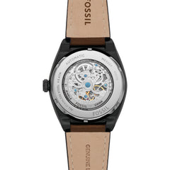 Fossil EVERETT Herrenuhr Automatik Schwarz Braun Leder 42 mm - ME3207