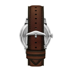 Fossil TOWNSMAN Herrenuhr Automatik Silber Creme Braun Leder 44 mm - ME3266
