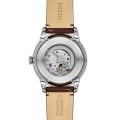 Fossil TOWNSMAN Herrenuhr Automatik Silber Creme Braun Leder 44 mm - ME3266