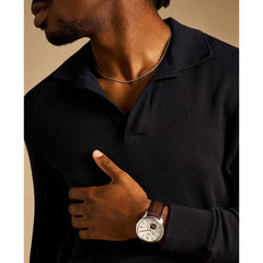 Fossil Townsman Automatik 44 MM Herrenuhr in Silber Creme Braun, Lederband - ME3266