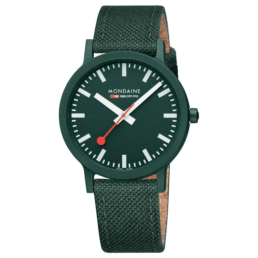 Mondaine Essence Damenuhr aus Park-Grünes Textil, 41 MM - MS1.41160.LF