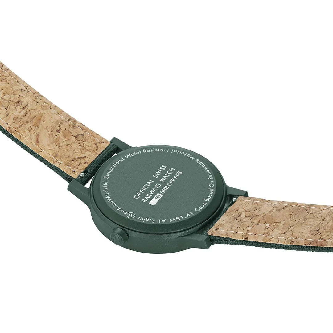 Mondaine Essence Damenuhr aus Park-Grünes Textil, 41 MM - MS1.41160.LF