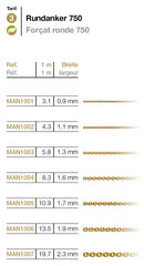 Meterkette Rundanker Gelbgold 750 0.9-2.3mm