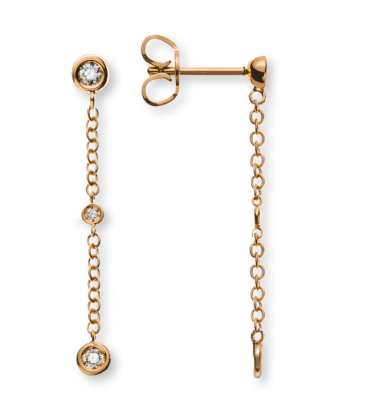 Diamantohrhangere Rundanker Rotgold 750 mit 6 Brillanten H SI 0.16 ct.
