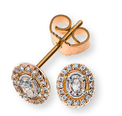 Diamantohrringe Rotgold 750 oval mit Brillanten und ovalen Diamanten