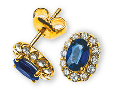 Ohrringe Gelbgold 750 mit Saphiren und Brillanten