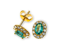Ohrringe Gelbgold 750 mit Smaragden und Brillanten