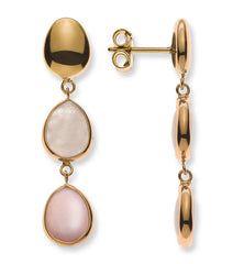 Ohrhänger Gelbgold 750 mit Aventurin und Peachmoonstone