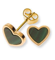 Ohrstecker 750 Gelbgold mit 2 Malachitherzen