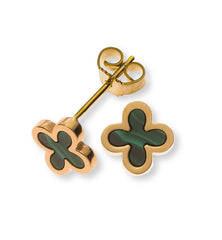 Ohrstecker 750 Gelbgold mit 2 Malachitkreuzen