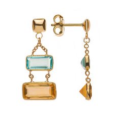 Ohrhänger Gelbgold 750 mit Blautopas und Citrin