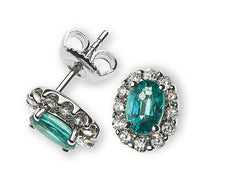 Ohrringe Weissgold 750 mit Smaragd 0.92ct. und Brillanten 0.48ct.