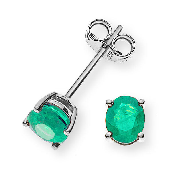Ohrringe Weissgold 750 mit 2 Smaragden 0.56ct
