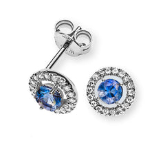 Ohrringe Weissgold 750 mit 2 Saphiren 0.42ct und Brillanten 0.10ct